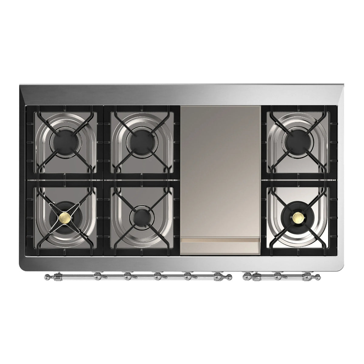 ILVE Majestic III 48-inch Dual Fuel Range with 5 Liquid Propane Burner, Griddle and Triple Glass Door Electric Oven in Blue Grey with Chrome Trim (UM48FNR3BGCLP)