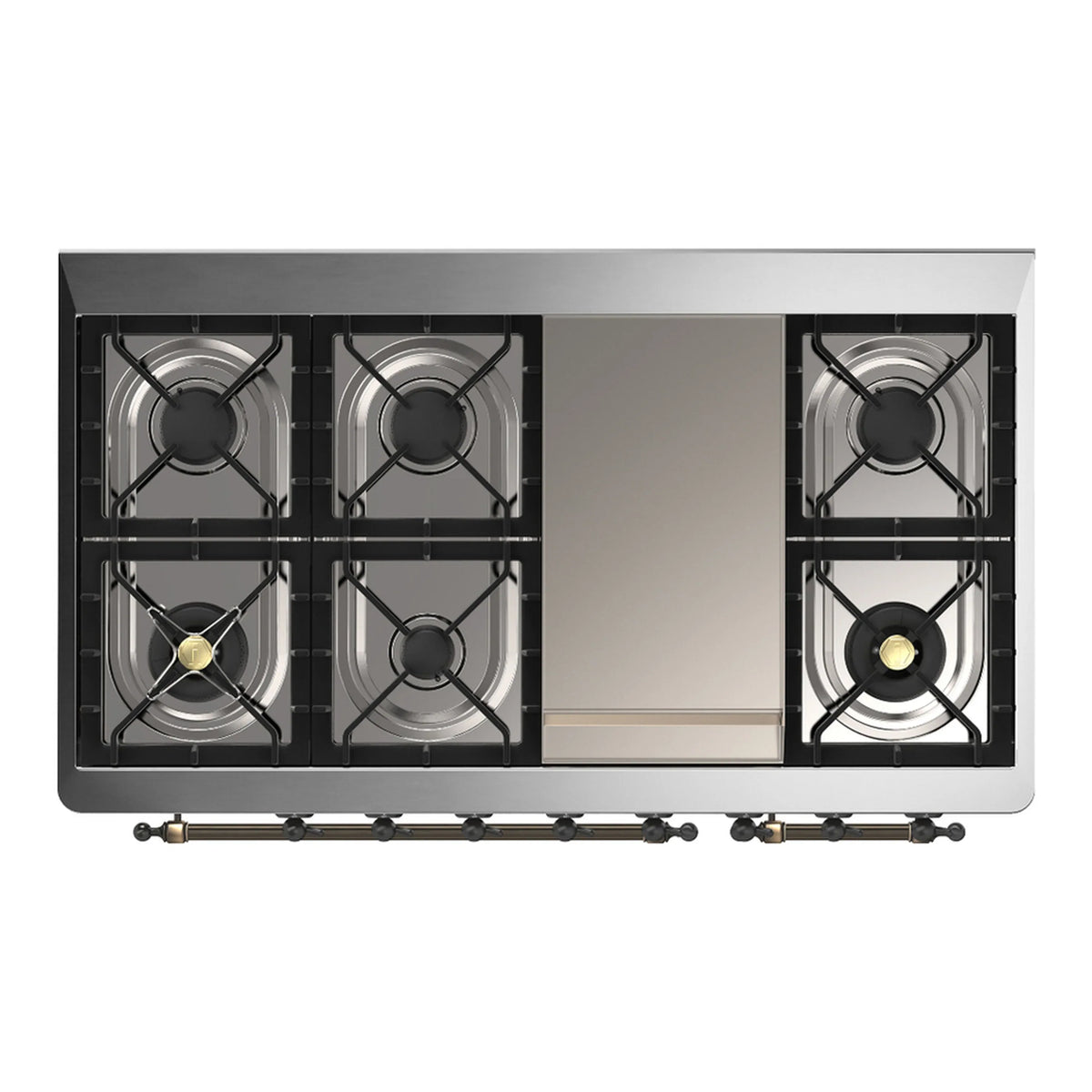 ILVE Majestic III 48-Inch LP Dual Fuel Range, 5 Burners, Griddle, Triple Glass Door Oven, Burgundy with Burnished Trim (UM48FNR3BUBLP)