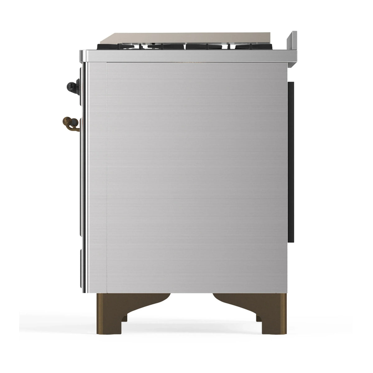 ILVE Majestic III 48-inch Dual Fuel Range with 5 Liquid Propane Burner, Griddle and Triple Glass Door Electric Oven in Stainless Steel with Burnished Trim (UM48FNR3SSBLP)