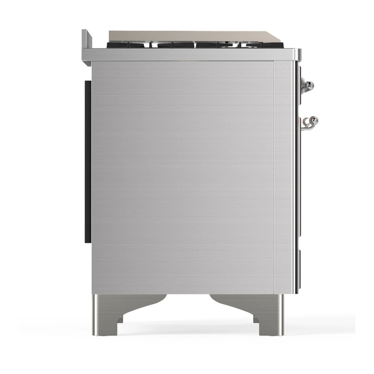 ILVE Majestic III 48-inch Dual Fuel Range with 5 Natural Gas Burner, Griddle and Triple Glass Door Electric Oven in Stainless Steel with Chrome Trim (UM48FNR3SSC)
