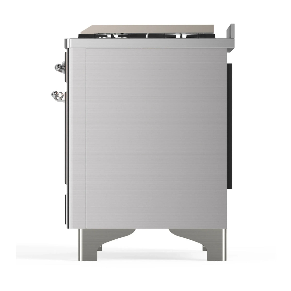 ILVE Majestic III 48-inch Dual Fuel Range with 5 Natural Gas Burner, Griddle and Triple Glass Door Electric Oven in Stainless Steel with Chrome Trim (UM48FNR3SSC)
