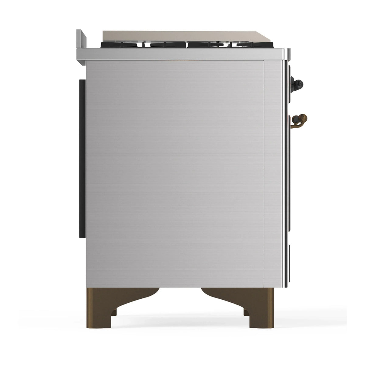 ILVE Majestic III 48-inch Dual Fuel Range with 5 Liquid Propane Burner, Griddle and Solid Door Electric Oven in Stainless Steel with Burnished Trim (UM48FQNR3SSBLP)