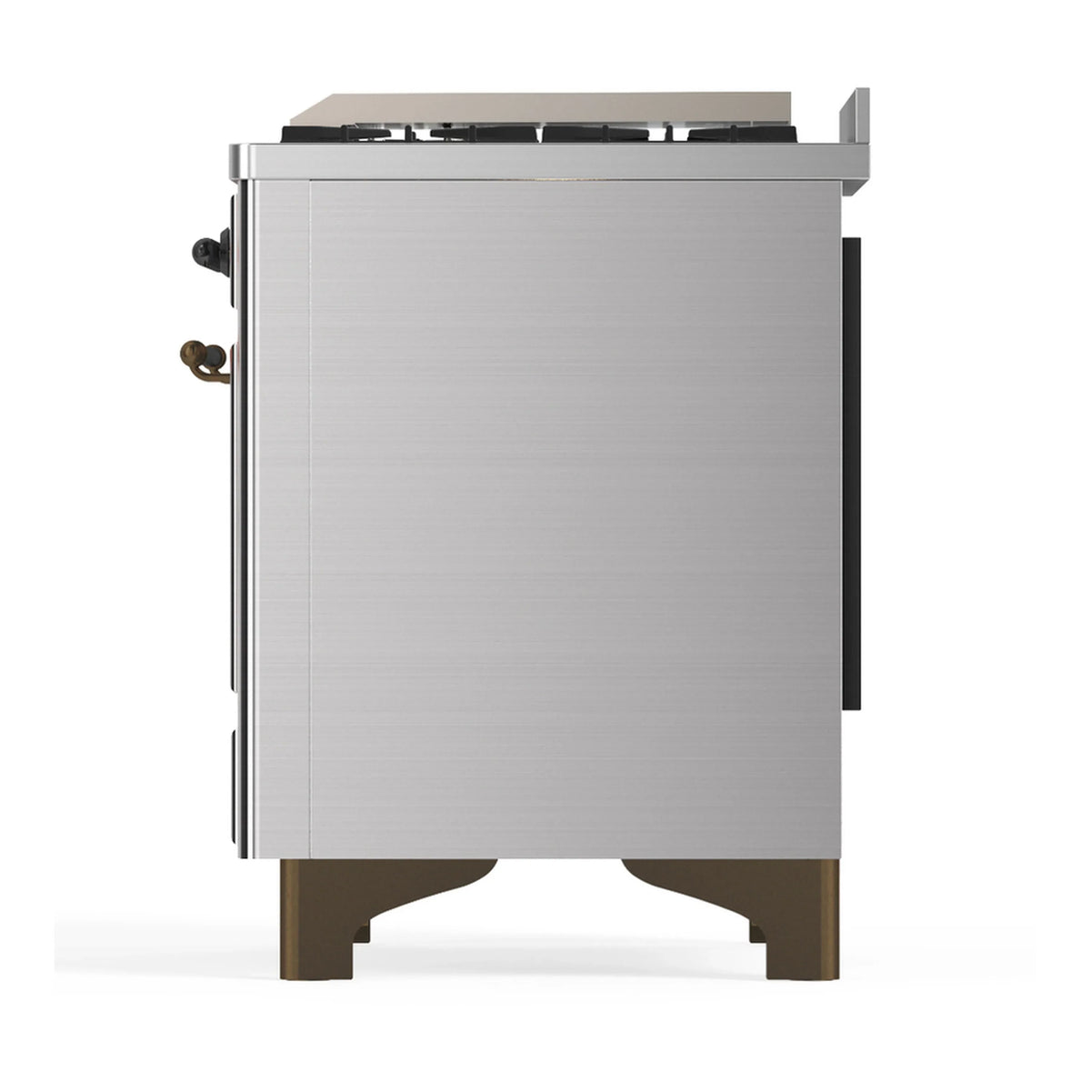ILVE Majestic III 48-inch Dual Fuel Range with 5 Liquid Propane Burner, Griddle and Solid Door Electric Oven in Stainless Steel with Burnished Trim (UM48FQNR3SSBLP)