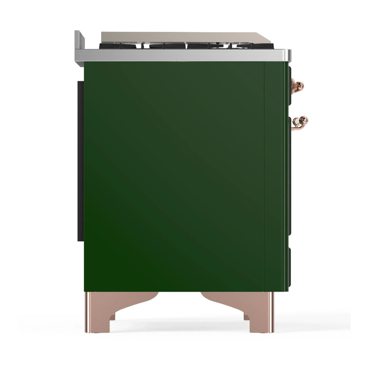 ILVE Majestic III 48-inch Dual Fuel Range with 5 Natural Gas Burner, Griddle, French Top and Triple Glass Door Electric Oven in Emerald Green with Copper Trim (UM48FSNR3EGP)