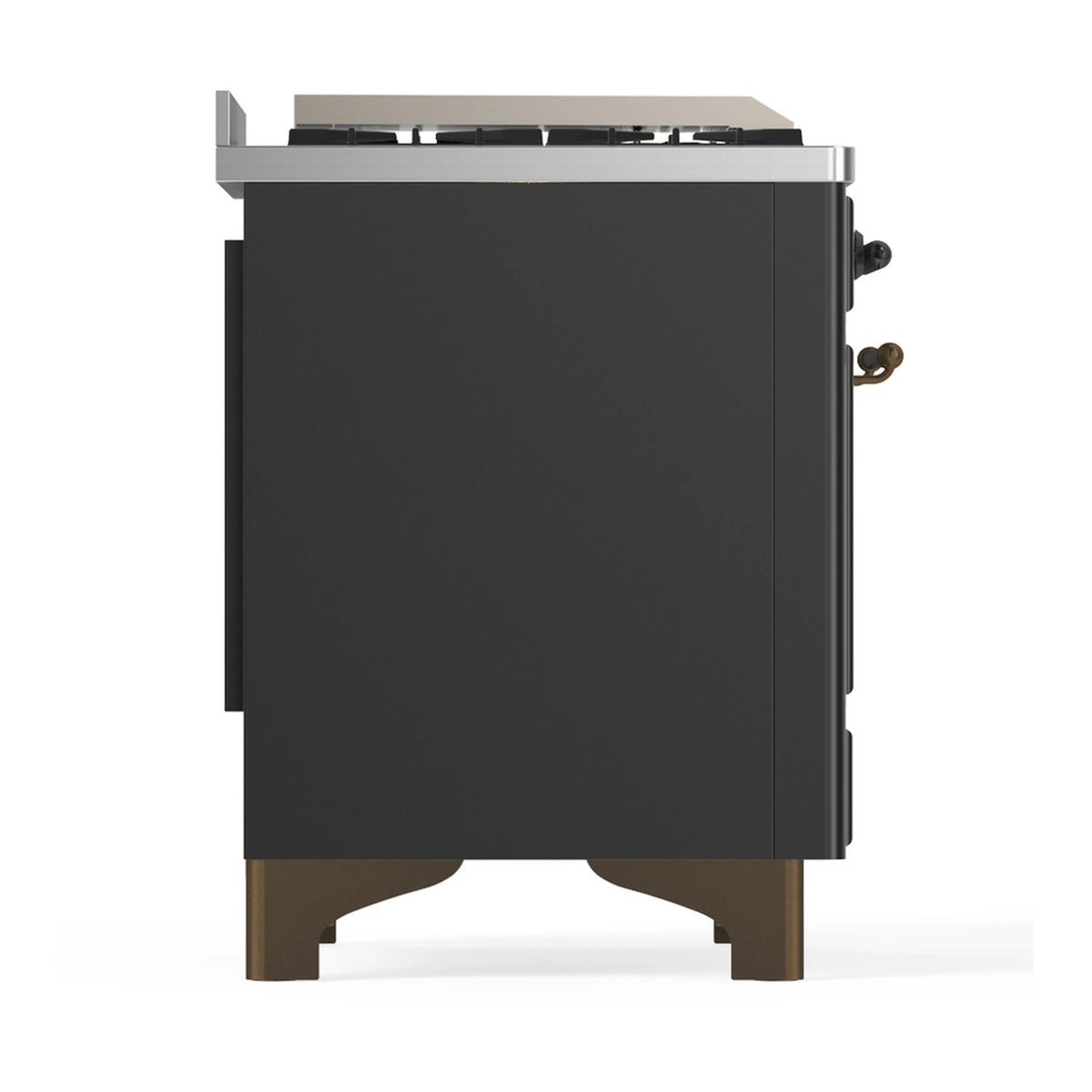 ILVE Majestic III 48-inch Dual Fuel Range with 5 Natural Gas Burner, Griddle, French Top and Triple Glass Door Electric Oven in Graphite Matte with Burnished Trim (UM48FSNR3MGB)