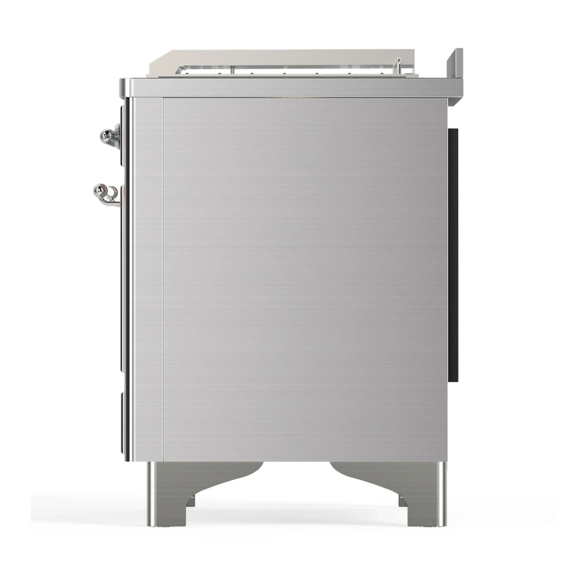 ILVE Majestic III 48-inch Dual Fuel Range with 5 Natural Gas Burner, Griddle, French Top and Triple Glass Door Electric Oven in Stainless Steel with Chrome Trim (UM48FSNR3SSC)