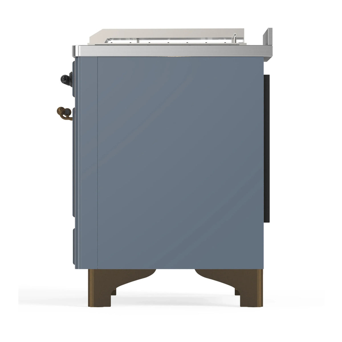 ILVE Majestic III 48-inch Dual Fuel Range with 5 Liquid Propane Burner, Griddle, French Top and Solid Door Electric Oven in Blue Grey with Burnished Trim (UM48FSQNR3BGBLP)