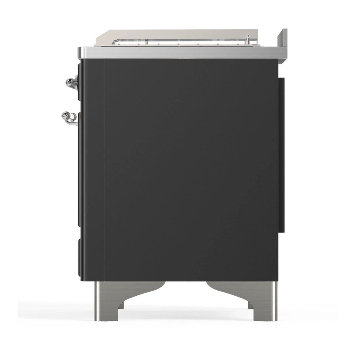 ILVE Majestic III 48-inch Dual Fuel Range with 5 Natural Gas Burner, Griddle, French Top and Solid Door Electric Oven in Graphite Matte with Chrome Trim (UM48FSQNR3MGC)