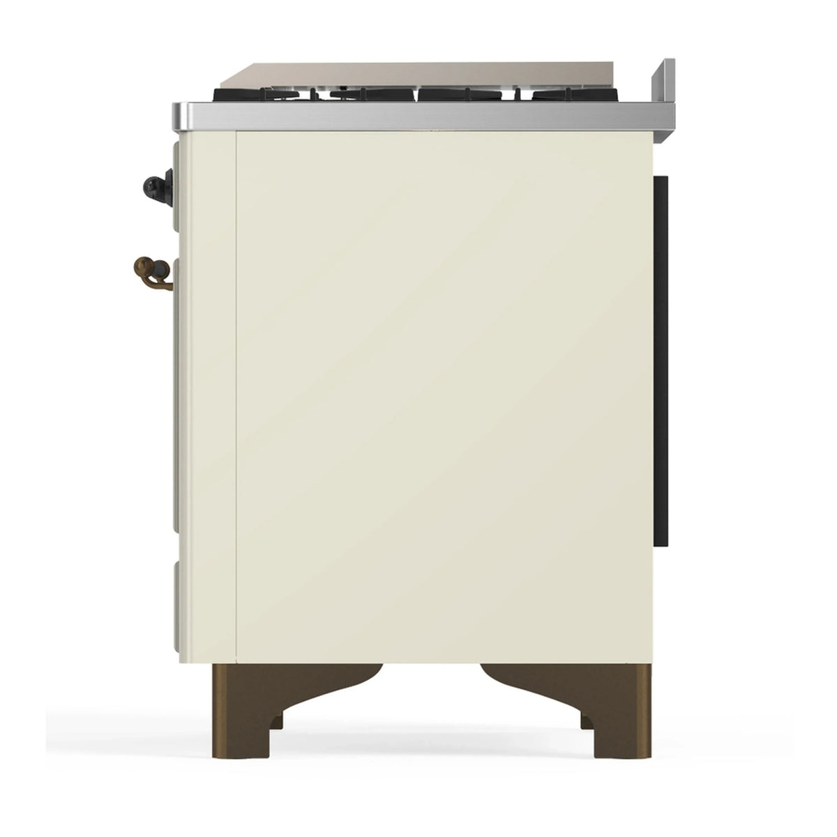 ILVE Majestic III 60-inch Dual Fuel Range with 7 Natural Gas Burner, Griddle and Triple Glass Door Electric Oven in Antique White with Burnished Trim (UM60FNR3AWB)