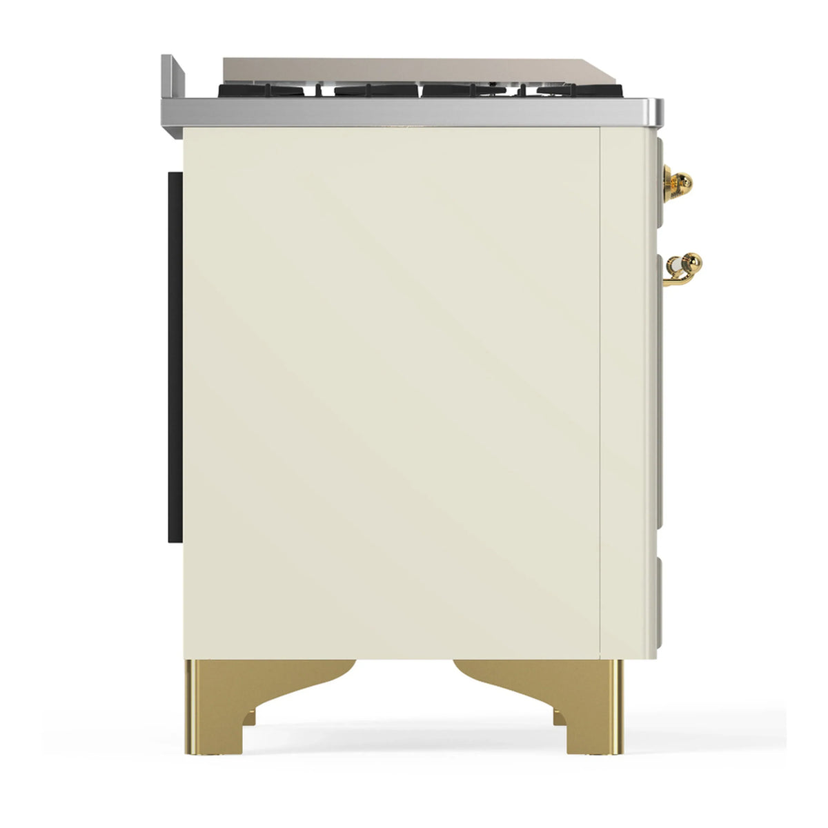 ILVE Majestic III 60-inch Dual Fuel Range with 5 Liquid Propane Burner, Griddle and Triple Glass Door Electric Oven in Antique White with Brass Trim (UM60FNR3AWGLP)