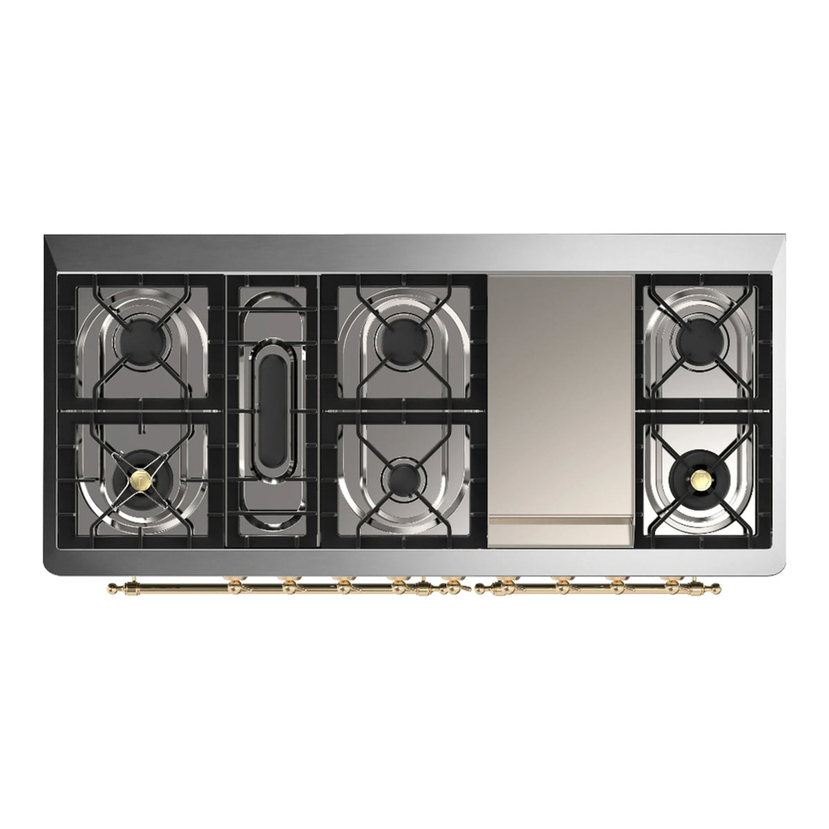 ILVE Majestic III 60-inch Dual Fuel Range with 5 Liquid Propane Burner, Griddle and Triple Glass Door Electric Oven in Burgundy with Brass Trim (UM60FNR3BUGLP)