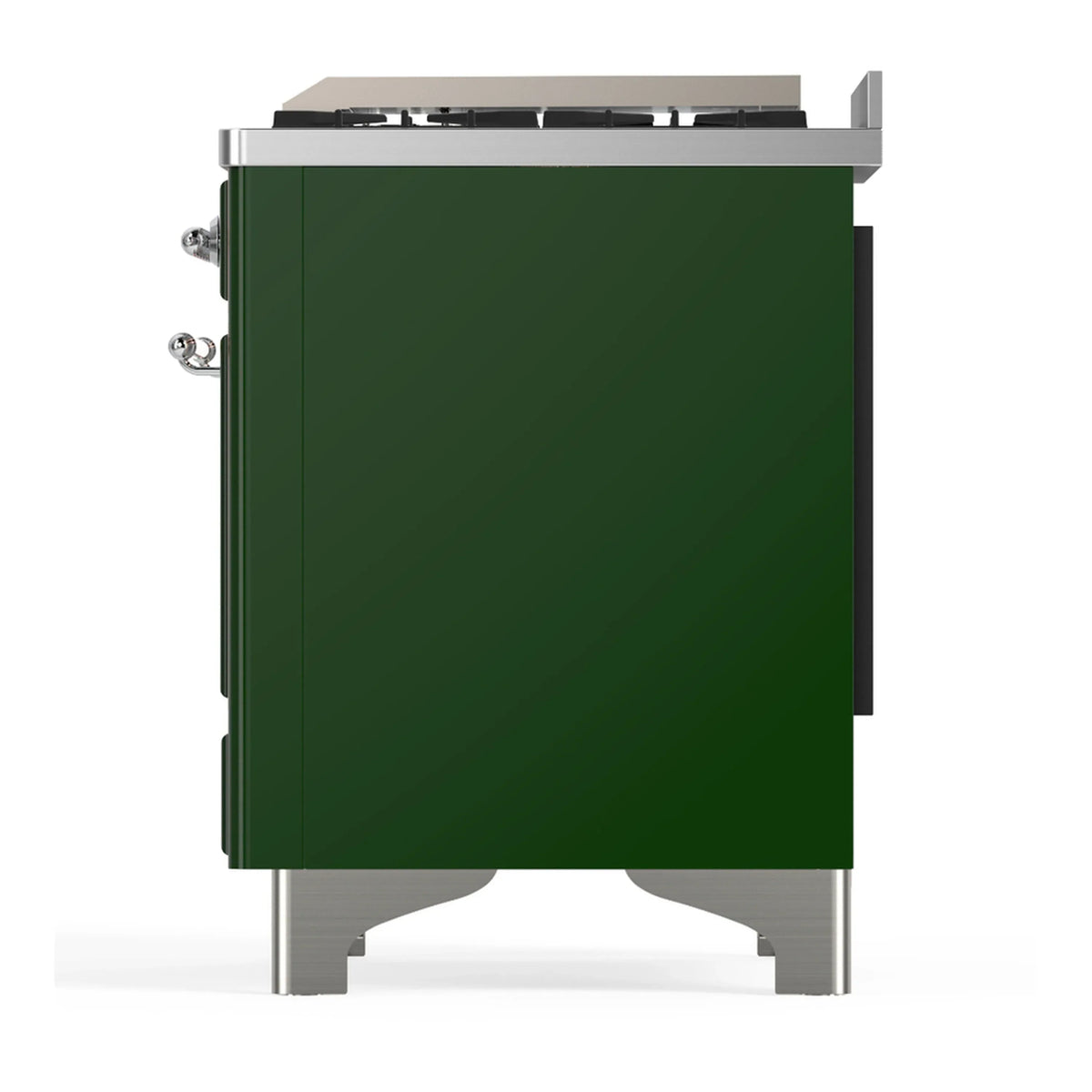 ILVE Majestic III 60-inch Dual Fuel Range with 7 Natural Gas Burner, Griddle and Triple Glass Door Electric Oven in Emerald Green with Chrome Trim (UM60FNR3EGC)