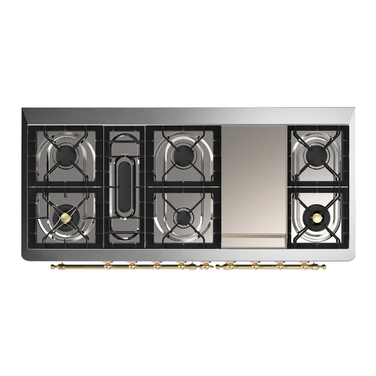 ILVE Majestic III 60-inch Dual Fuel Range with 5 Liquid Propane Burner, Griddle and Triple Glass Door Electric Oven in Emerald Green with Brass Trim (UM60FNR3EGGLP)