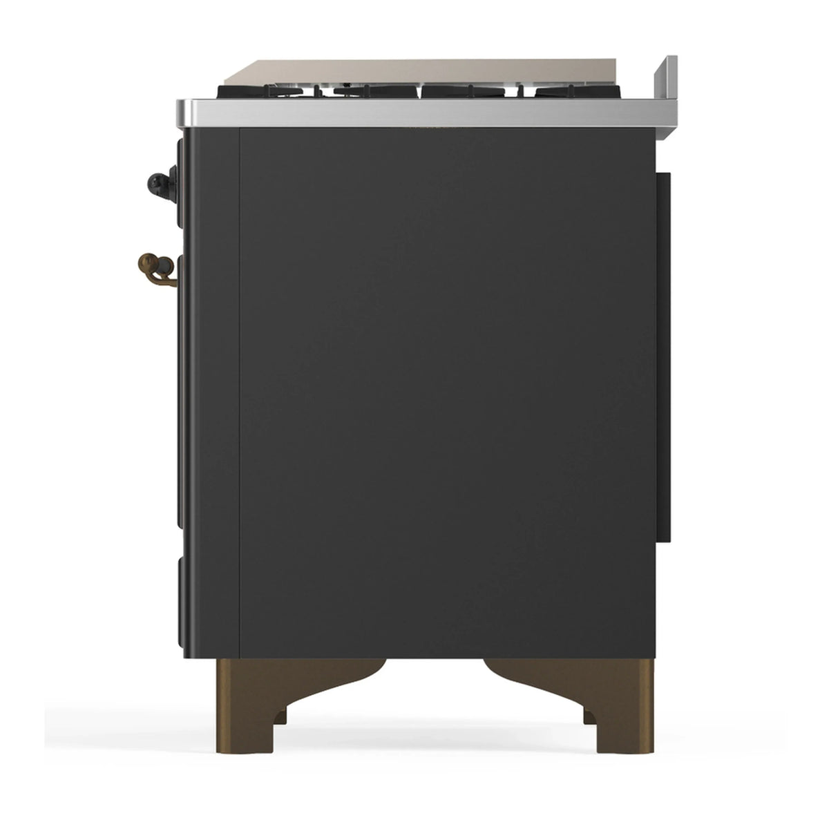 ILVE Majestic III 60-inch Dual Fuel Range with 5 Liquid Propane Burner, Griddle and Triple Glass Door Electric Oven in Graphite Matte with Burnished Trim (UM60FNR3MGBLP)