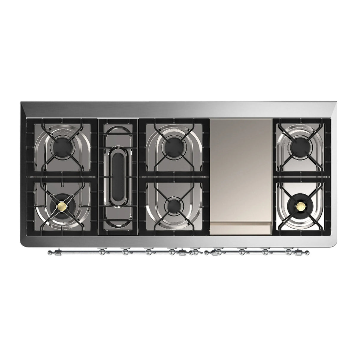 ILVE Majestic III 60-Inch NG Dual Fuel Range, 7 Burners, Griddle, Triple Glass Door Oven, Graphite Matte with Chrome Trim (UM60FNR3MGC)