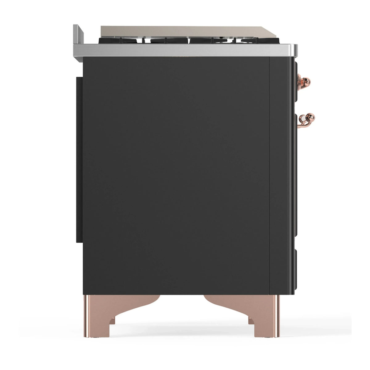 ILVE Majestic III 60-inch Dual Fuel Range with 7 Natural Gas Burner, Griddle and Triple Glass Door Electric Oven in Graphite Matte with Copper Trim (UM60FNR3MGP)