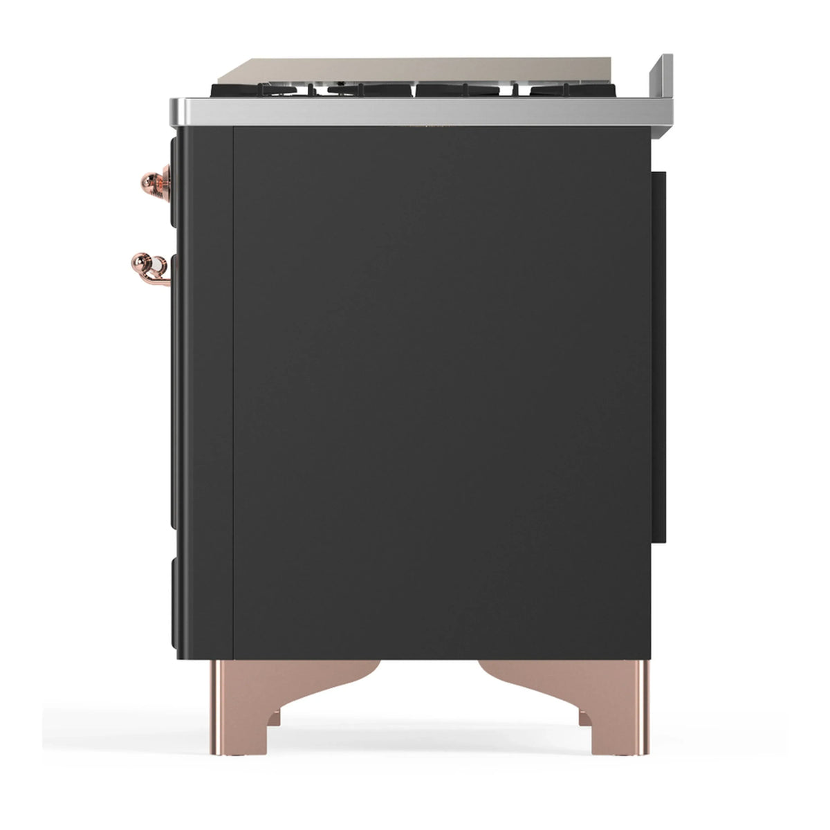 ILVE Majestic III 60-inch Dual Fuel Range with 7 Natural Gas Burner, Griddle and Triple Glass Door Electric Oven in Graphite Matte with Copper Trim (UM60FNR3MGP)
