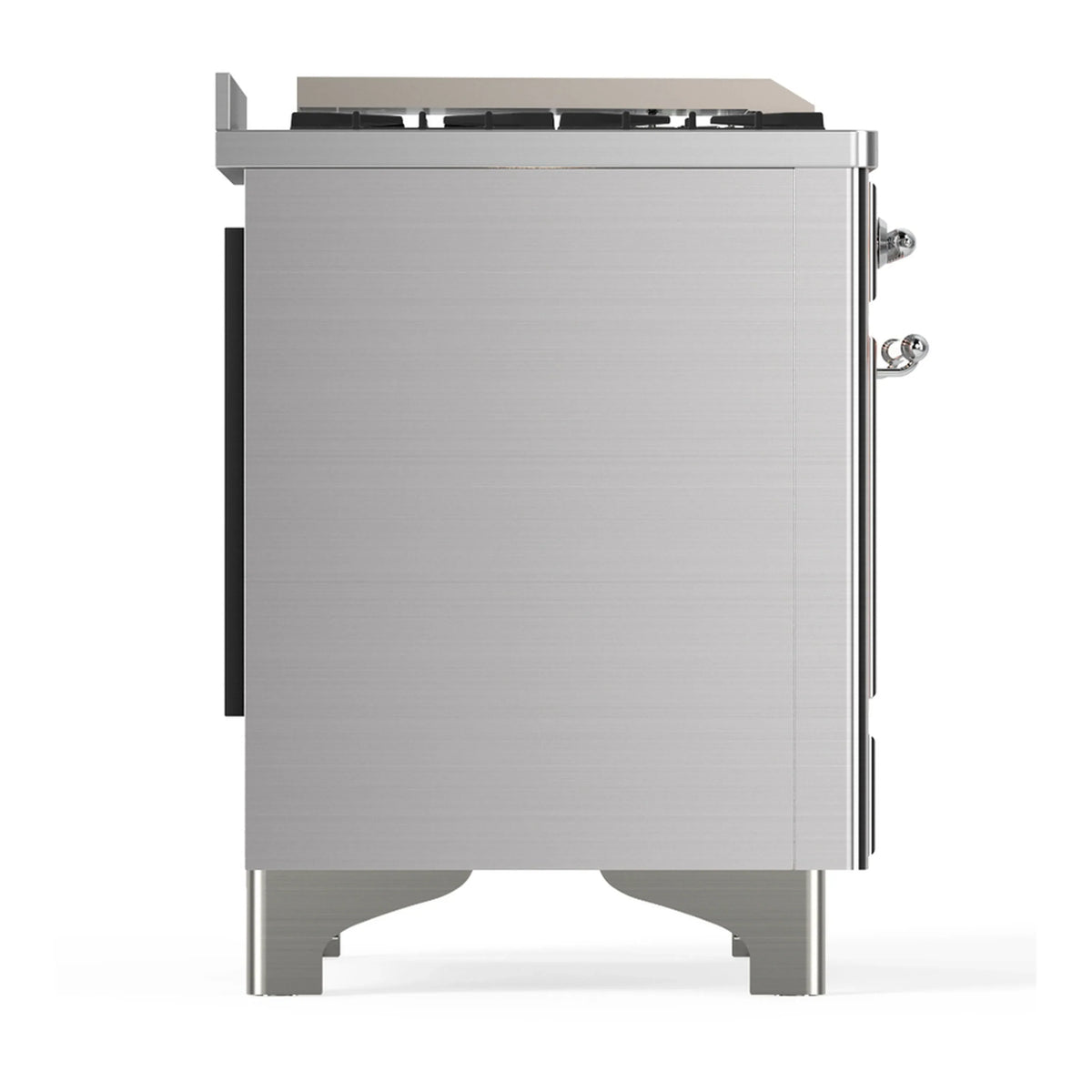ILVE Majestic III 60-inch Dual Fuel Range with 7 Natural Gas Burner, Griddle and Triple Glass Door Electric Oven in Stainless Steel with Chrome Trim (UM60FNR3SSC)