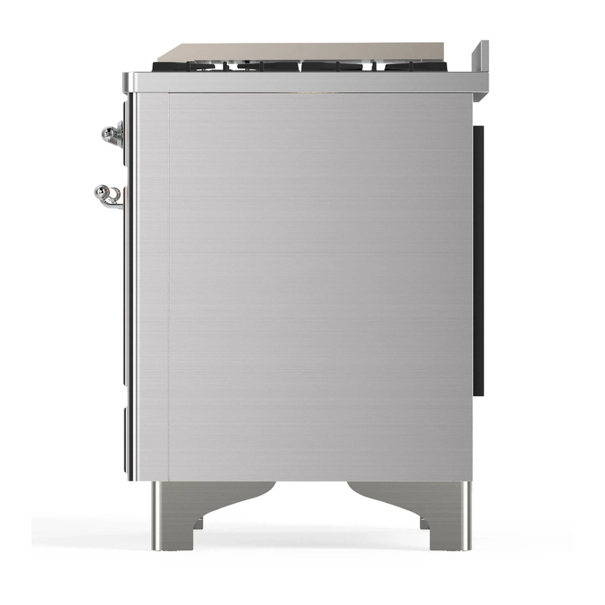 ILVE Majestic III 60-inch Dual Fuel Range with 7 Natural Gas Burner, Griddle and Triple Glass Door Electric Oven in Stainless Steel with Chrome Trim (UM60FNR3SSC)