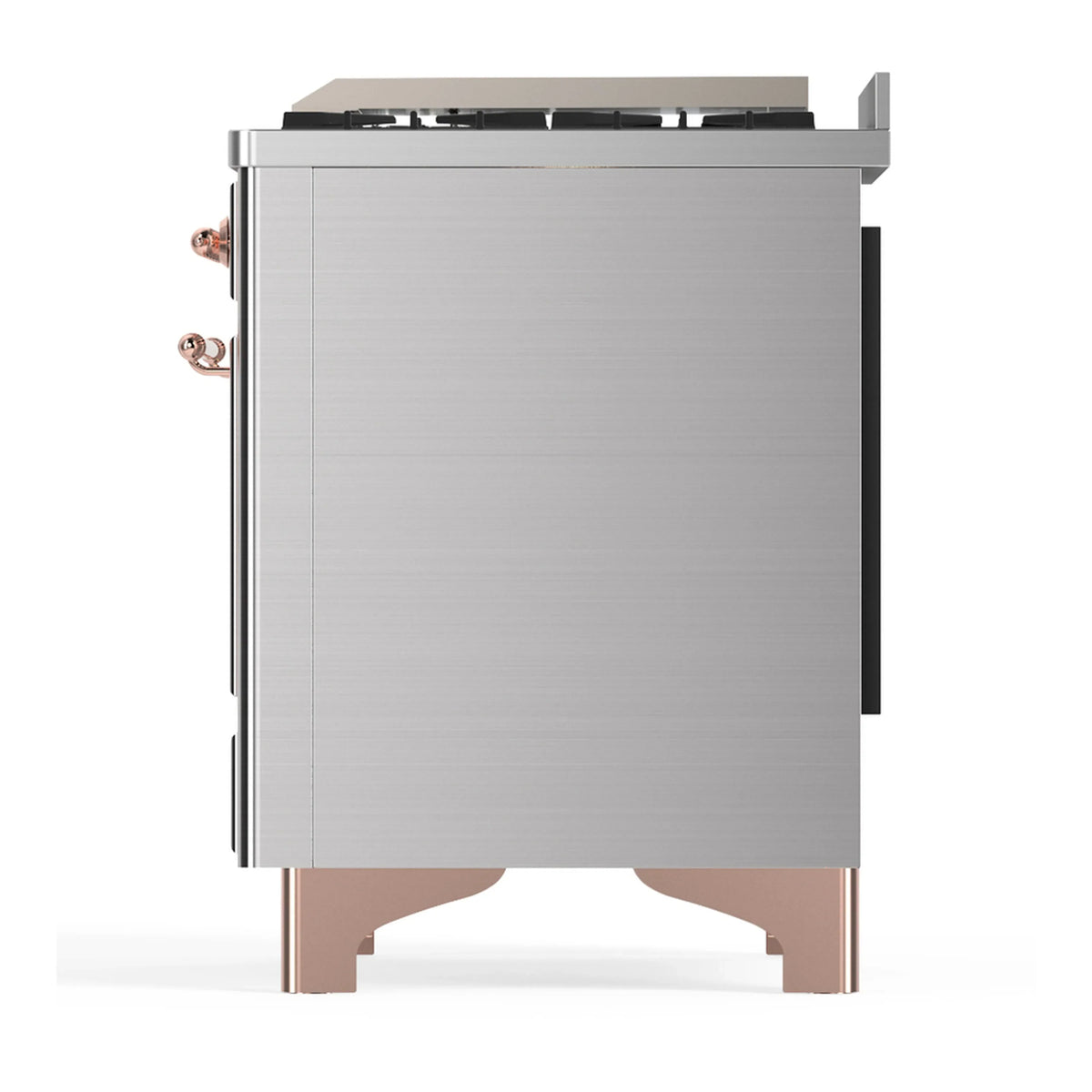 ILVE Majestic III 60-inch Dual Fuel Range with 7 Natural Gas Burner, Griddle and Triple Glass Door Electric Oven in Stainless Steel with Copper Trim (UM60FNR3SSP)