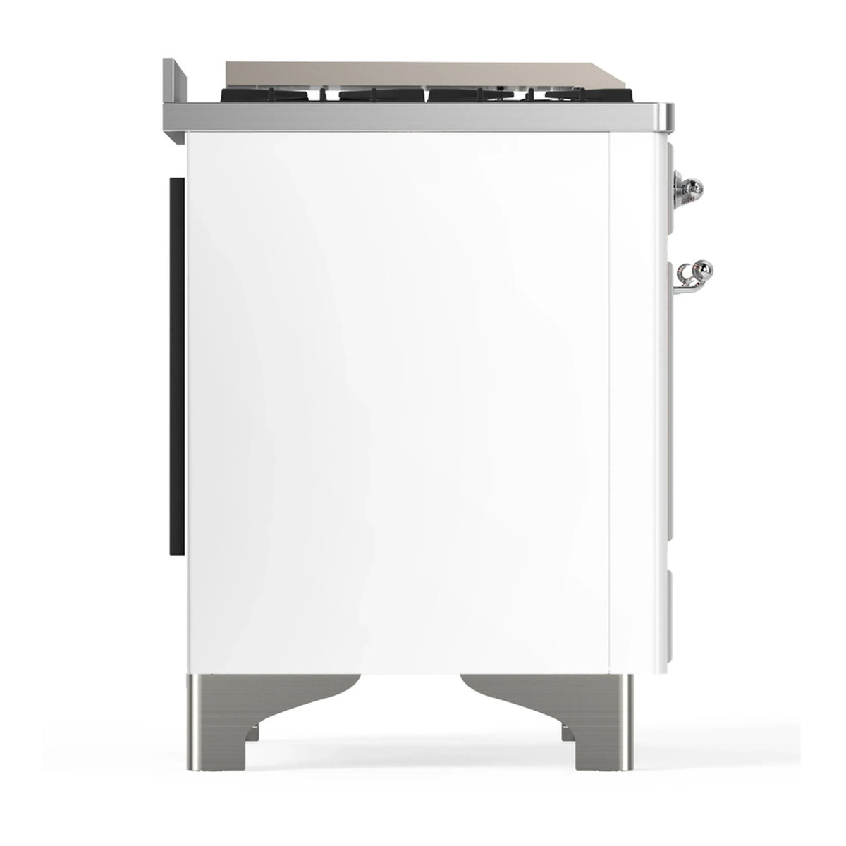ILVE Majestic III 60-inch Dual Fuel Range with 5 Liquid Propane Burner, Griddle and Triple Glass Door Electric Oven in White with Chrome Trim (UM60FNR3WHCLP)