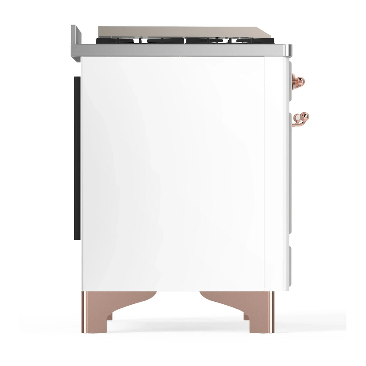 ILVE Majestic III 60-inch Dual Fuel Range with 7 Natural Gas Burner, Griddle and Triple Glass Door Electric Oven in White with Copper Trim (UM60FNR3WHP)