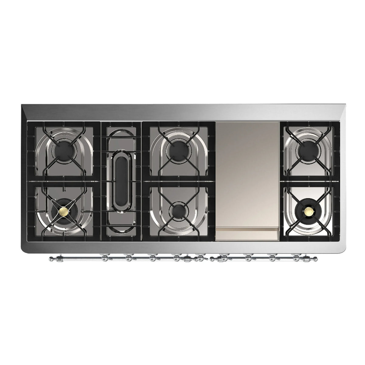 ILVE Majestic III 60-Inch NG Dual Fuel Range, 7 Burners, Griddle, Solid Door Oven, Antique White with Chrome Trim (UM60FQNR3AWC)