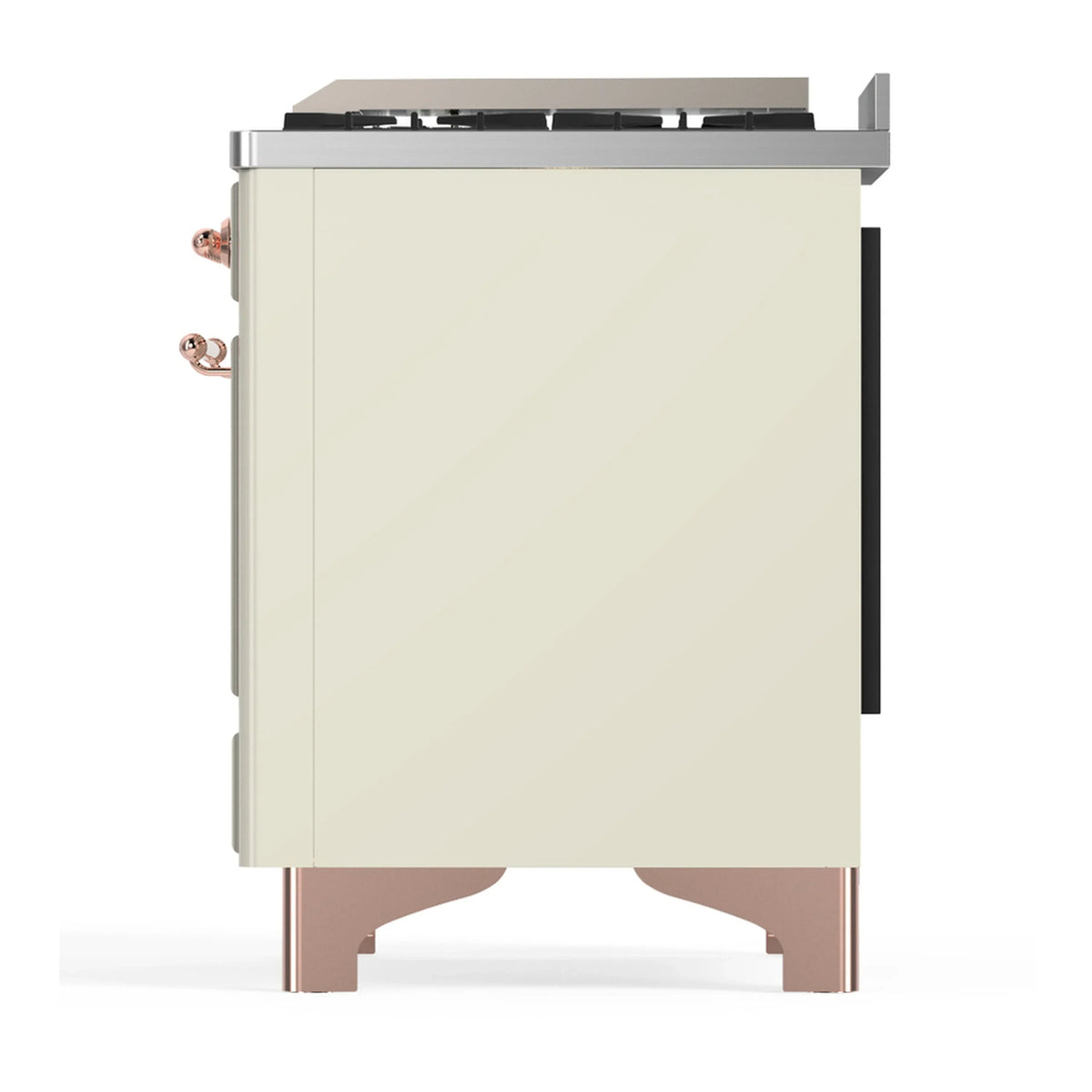 ILVE Majestic III 60-inch Dual Fuel Range with 7 Natural Gas Burner, Griddle and Solid Door Electric Oven in Antique White with Copper Trim (UM60FQNR3AWP)