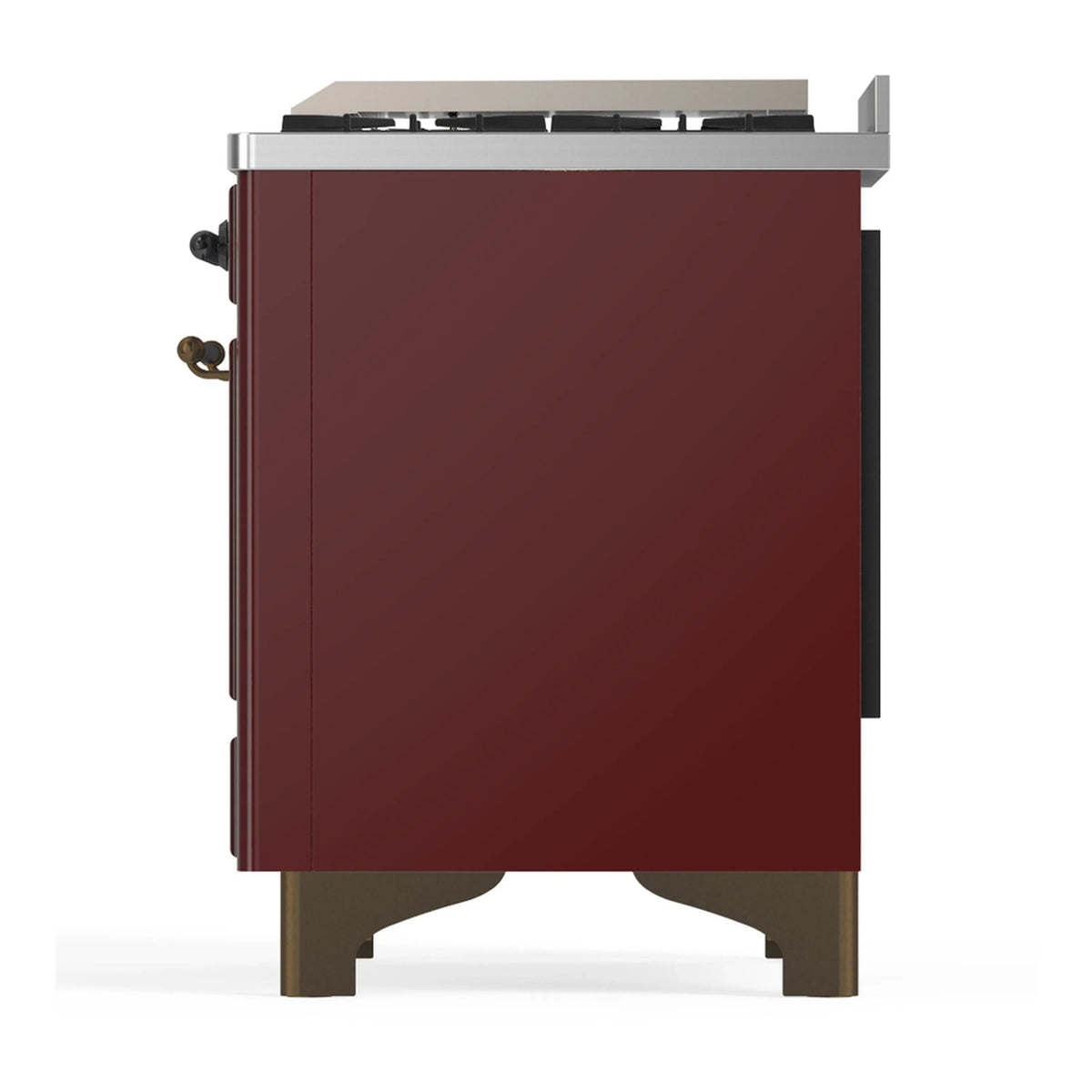 ILVE Majestic III 60-inch Dual Fuel Range with 5 Liquid Propane Burner, Griddle and Solid Door Electric Oven in Burgundy with Burnished Trim (UM60FQNR3BUBLP)