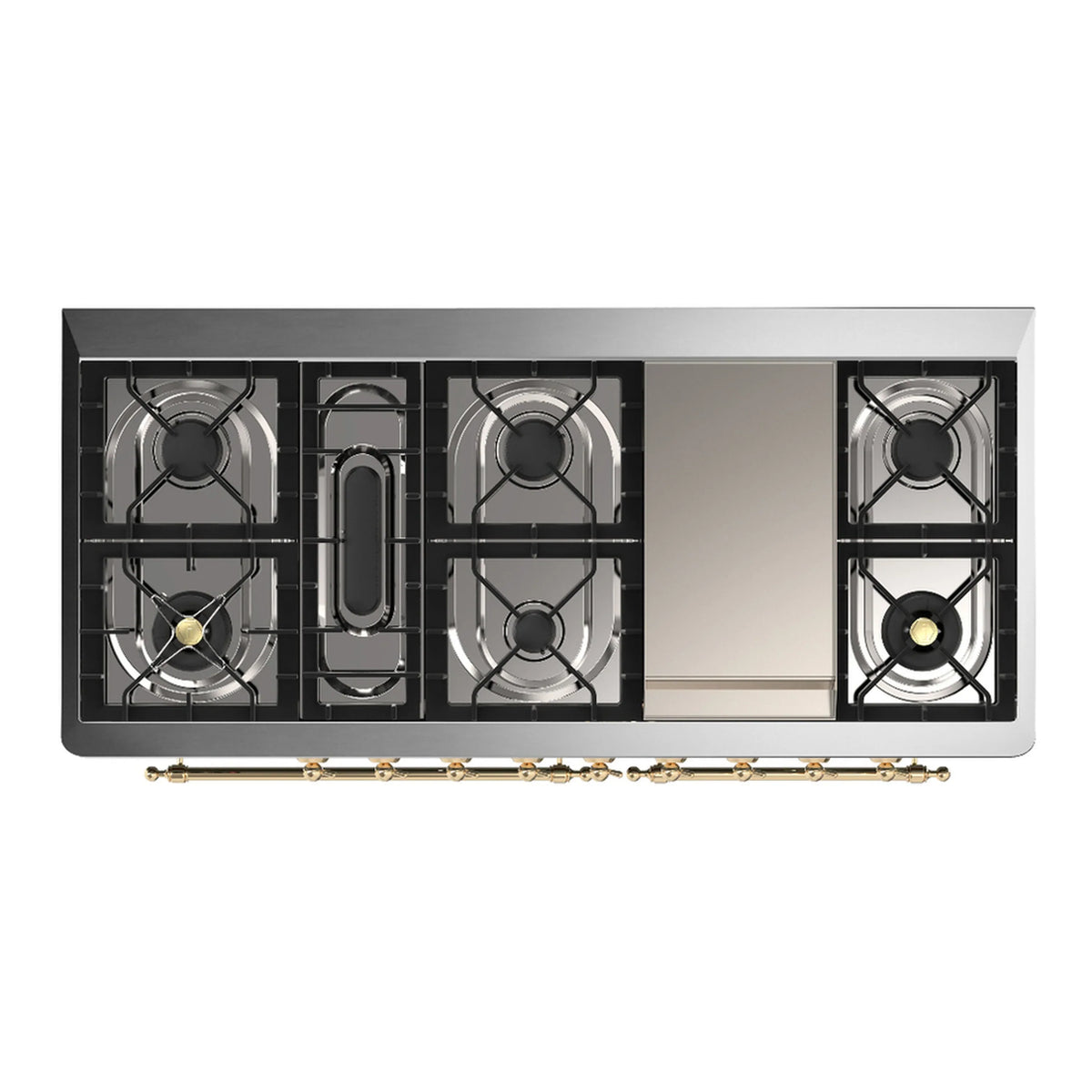 ILVE Majestic III 60-inch Dual Fuel Range with 5 Liquid Propane Burner, Griddle and Solid Door Electric Oven in Burgundy with Brass Trim (UM60FQNR3BUGLP)