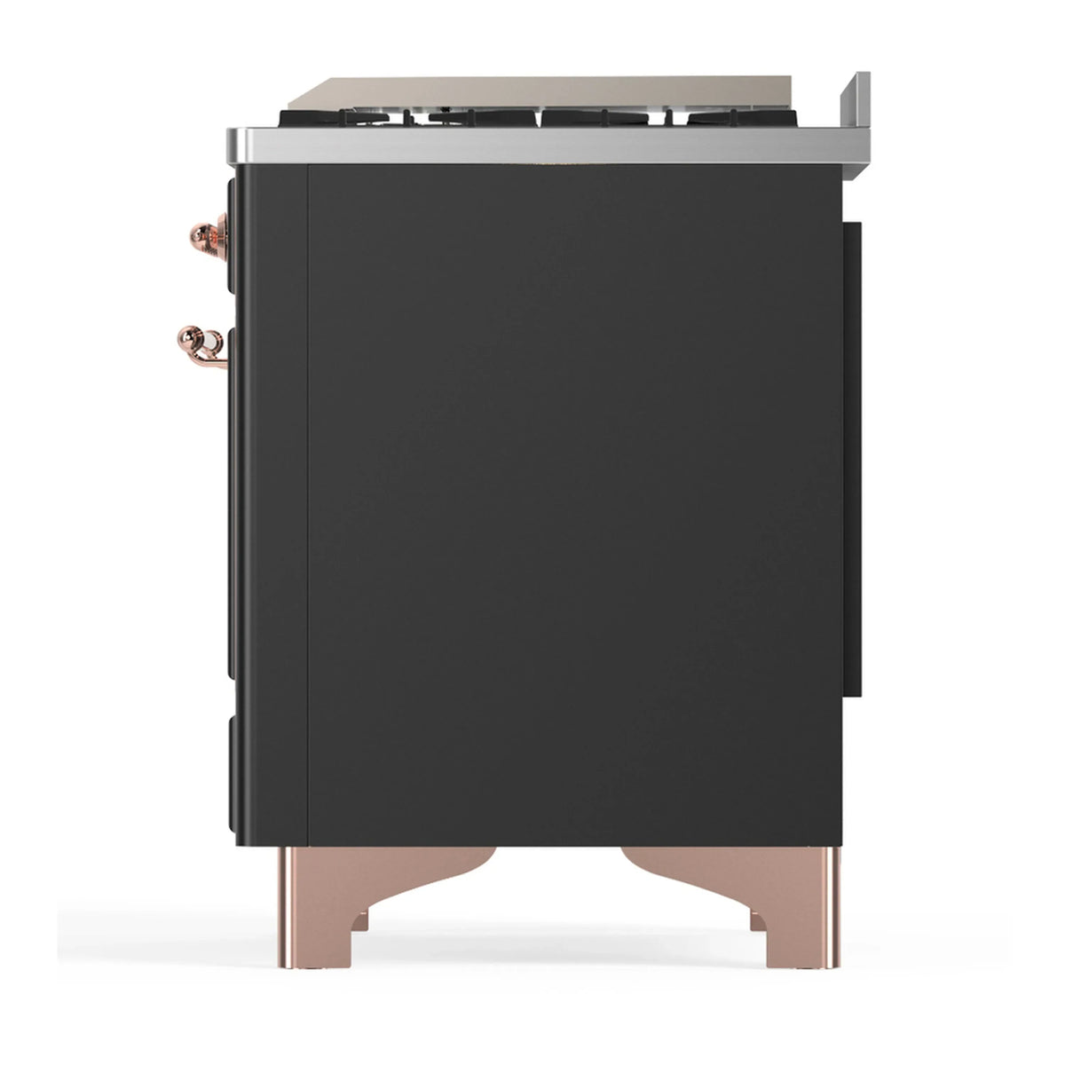 ILVE Majestic III 60-inch Dual Fuel Range with 7 Natural Gas Burner, Griddle and Solid Door Electric Oven in Graphite Matte with Copper Trim (UM60FQNR3MGP)