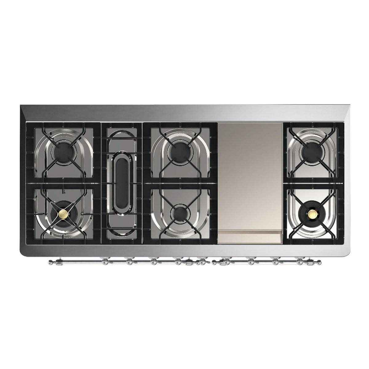 ILVE Majestic III 60-inch Dual Fuel Range with 5 Liquid Propane Burner, Griddle and Solid Door Electric Oven in Stainless Steel with Chrome Trim (UM60FQNR3SSCLP)