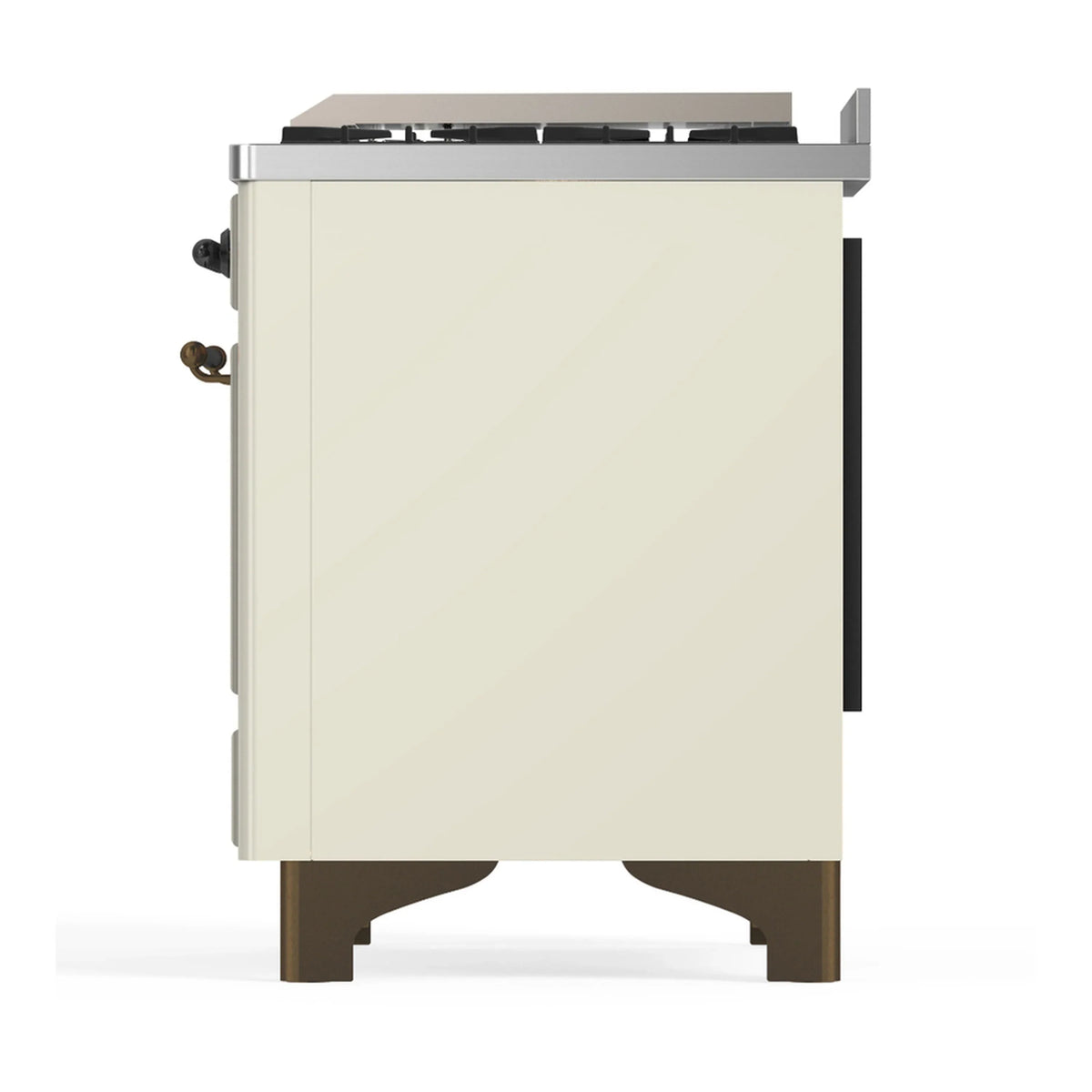 ILVE Majestic III 60-inch Dual Fuel Range with 7 Natural Gas Burner, Griddle, French Top and Triple Glass Door Electric Oven in Antique White with Burnished Trim (UM60FSNR3AWB)