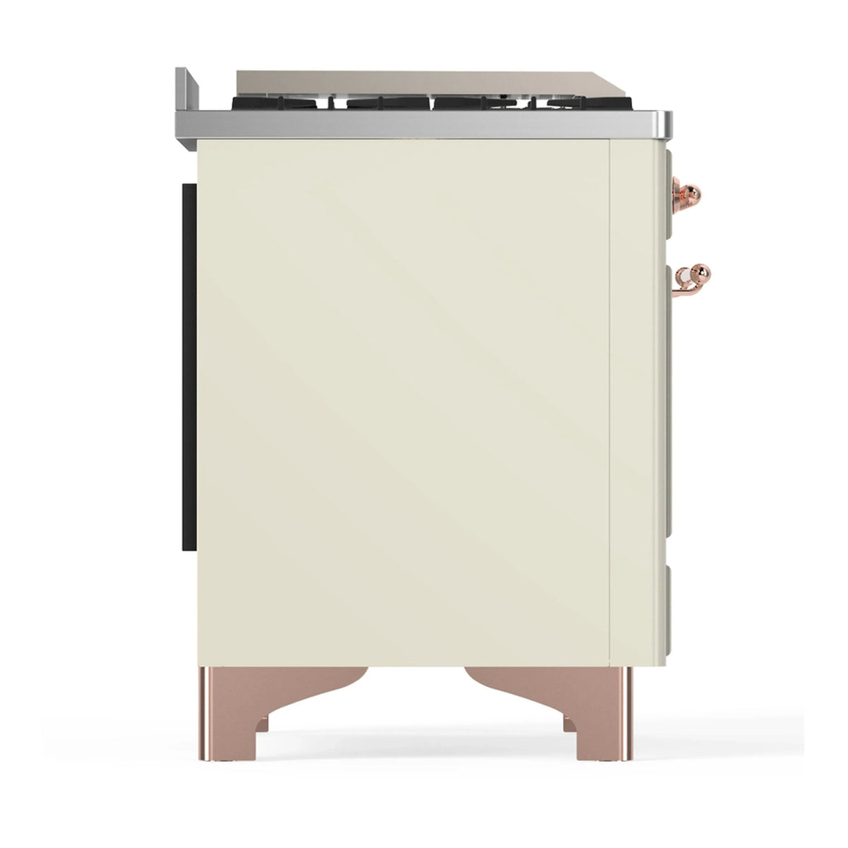 ILVE Majestic III 60-inch Dual Fuel Range with 5 Liquid Propane Burner, Griddle, French Top and Triple Glass Door Electric Oven in Antique White with Copper Trim (UM60FSNR3AWPLP)