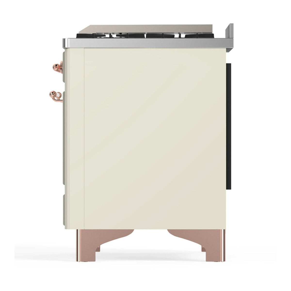 ILVE Majestic III 60-inch Dual Fuel Range with 5 Liquid Propane Burner, Griddle, French Top and Triple Glass Door Electric Oven in Antique White with Copper Trim (UM60FSNR3AWPLP)