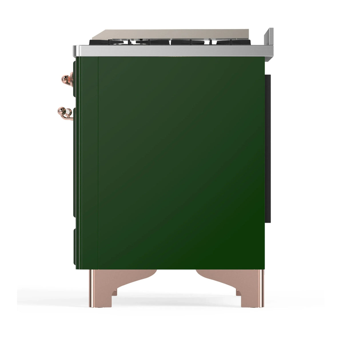 ILVE Majestic III 60-inch Dual Fuel Range with 7 Natural Gas Burner, Griddle, French Top and Triple Glass Door Electric Oven in Emerald Green with Copper Trim (UM60FSNR3EGP)