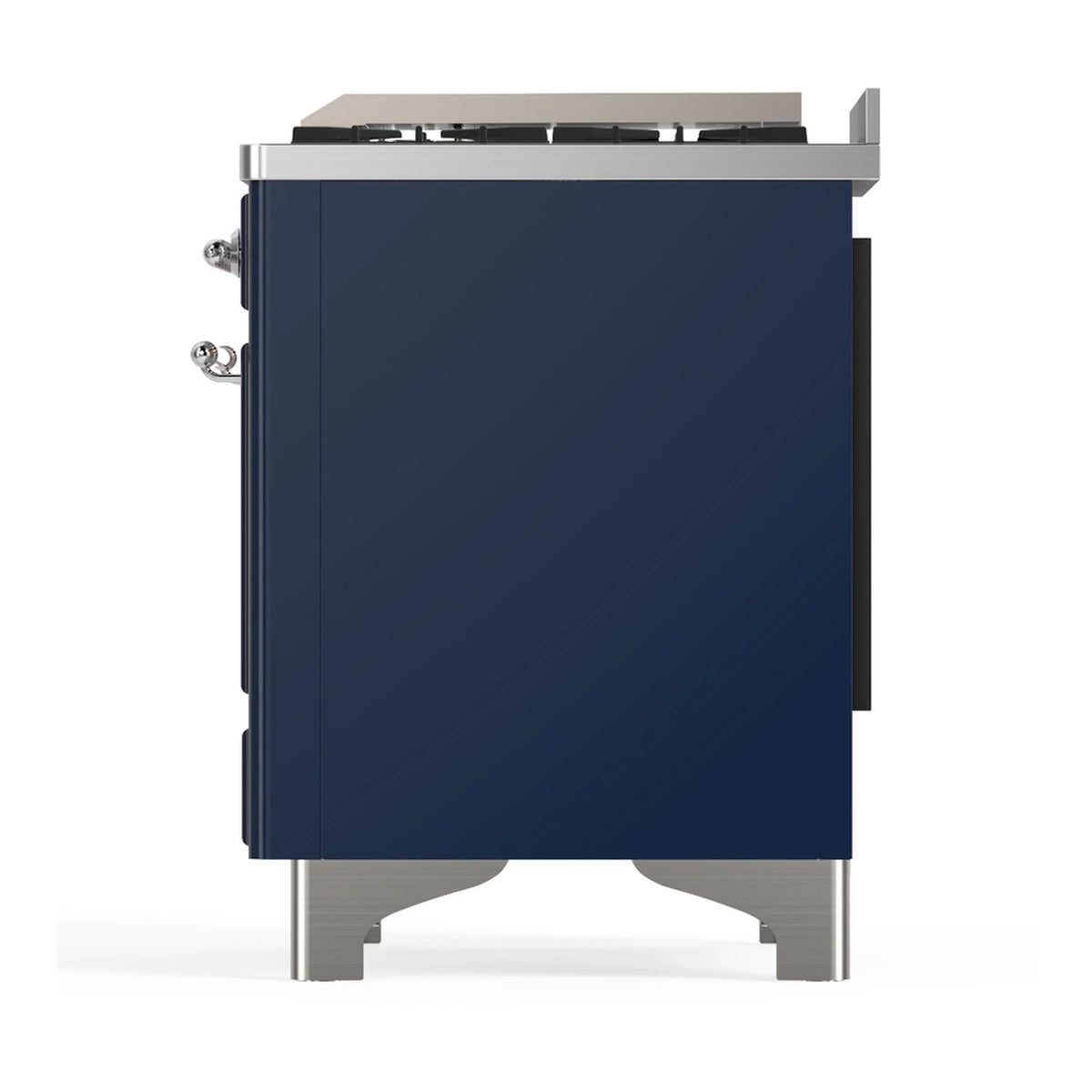 ILVE Majestic III 60-inch Dual Fuel Range with 5 Liquid Propane Burner, Griddle, French Top and Triple Glass Door Electric Oven in Midnight Blue with Chrome Trim (UM60FSNR3MBCLP)
