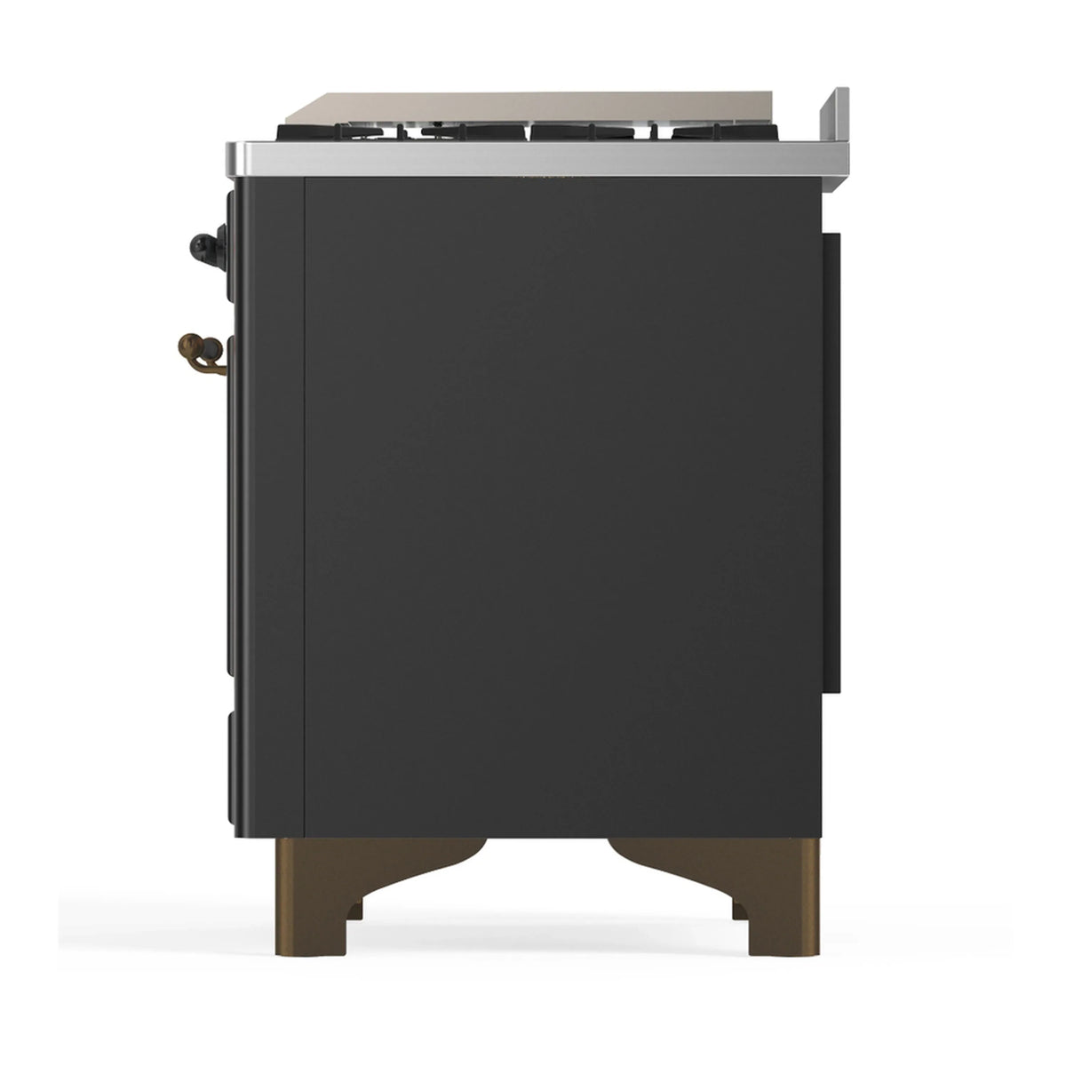 ILVE Majestic III 60-inch Dual Fuel Range with 7 Natural Gas Burner, Griddle, French Top and Triple Glass Door Electric Oven in Graphite Matte with Burnished Trim (UM60FSNR3MGB)
