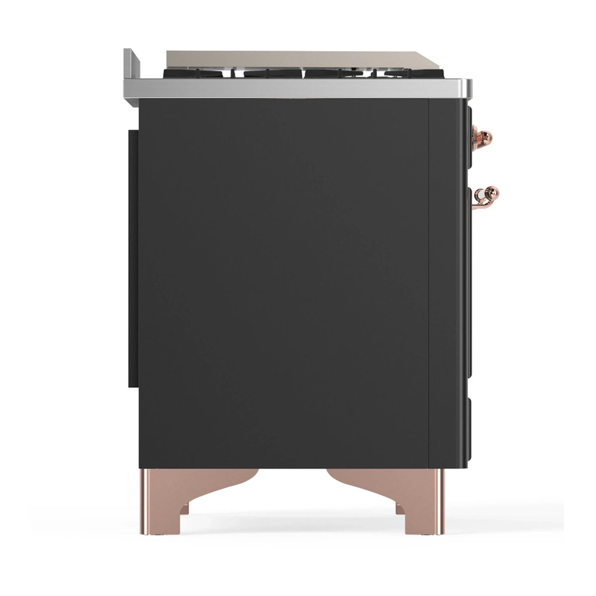 ILVE Majestic III 60-inch Dual Fuel Range with 7 Natural Gas Burner, Griddle, French Top and Triple Glass Door Electric Oven in Graphite Matte with Copper Trim (UM60FSNR3MGP)