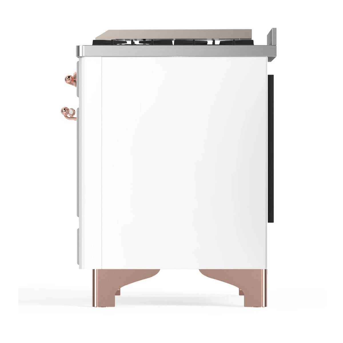 ILVE Majestic III 60-inch Dual Fuel Range with 5 Liquid Propane Burner, Griddle, French Top and Triple Glass Door Electric Oven in White with Copper Trim (UM60FSNR3WHPLP)