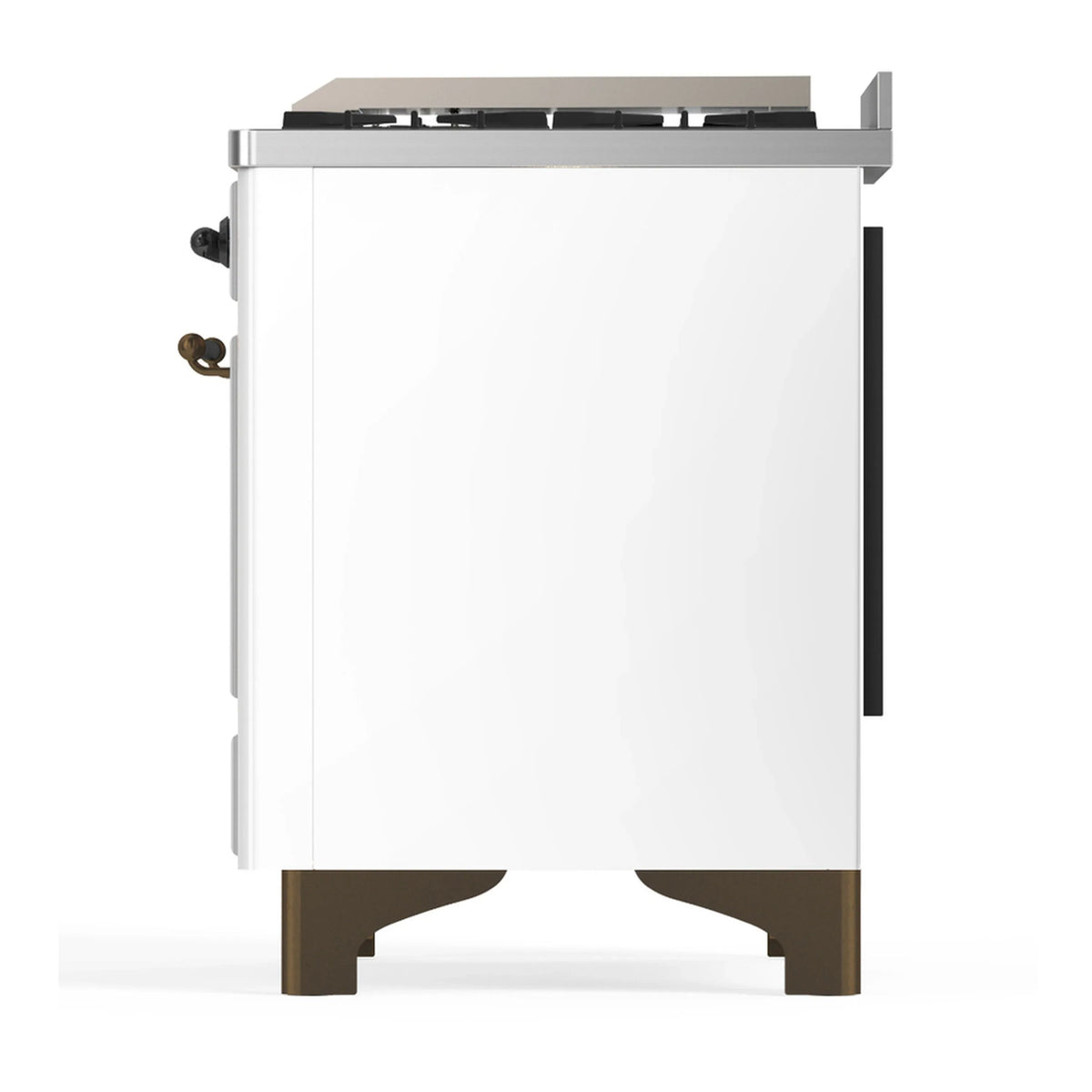 ILVE Majestic III 60-inch Dual Fuel Range with 5 Liquid Propane Burner, Griddle, French Top and Solid Door Electric Oven in White with Burnished Trim (UM60FSQNR3WHBLP)