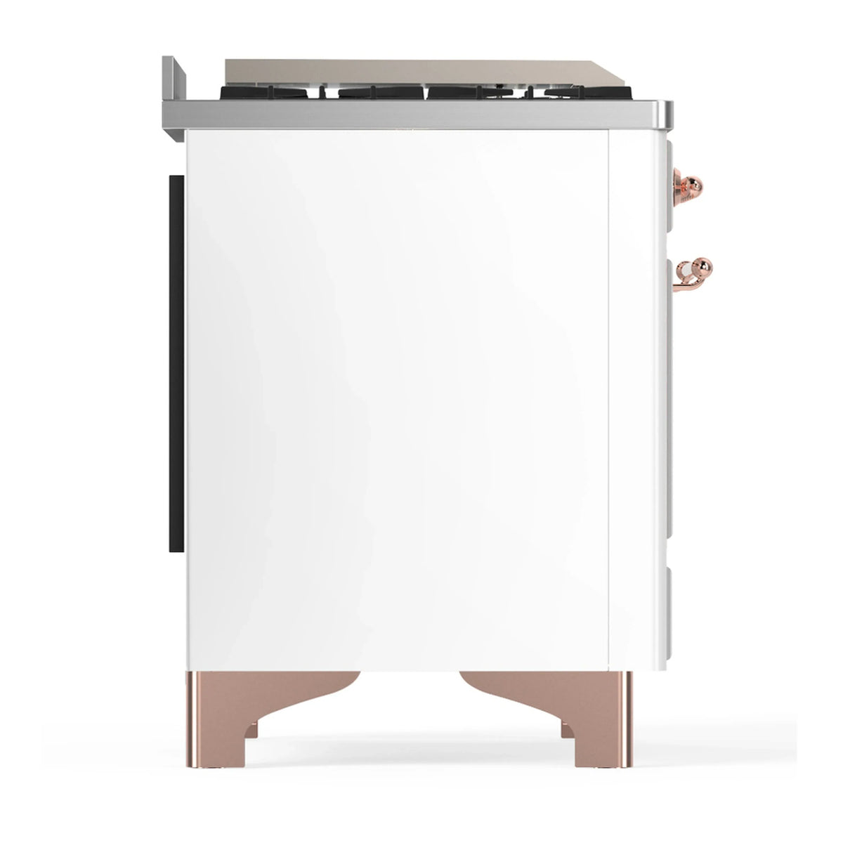 ILVE Majestic III 60-inch Dual Fuel Range with 5 Liquid Propane Burner, Griddle, French Top and Solid Door Electric Oven in White with Copper Trim (UM60FSQNR3WHPLP)