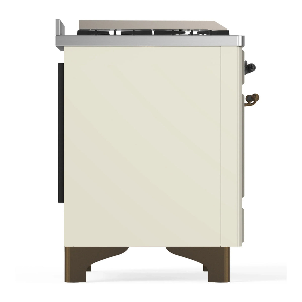 ILVE Majestic III 40-inch Dual Fuel Range with 5 Liquid Propane Burner, Griddle and Triple Glass Door Electric Oven in Antique White with Burnished Trim (UMD40FNR3AWBLP)