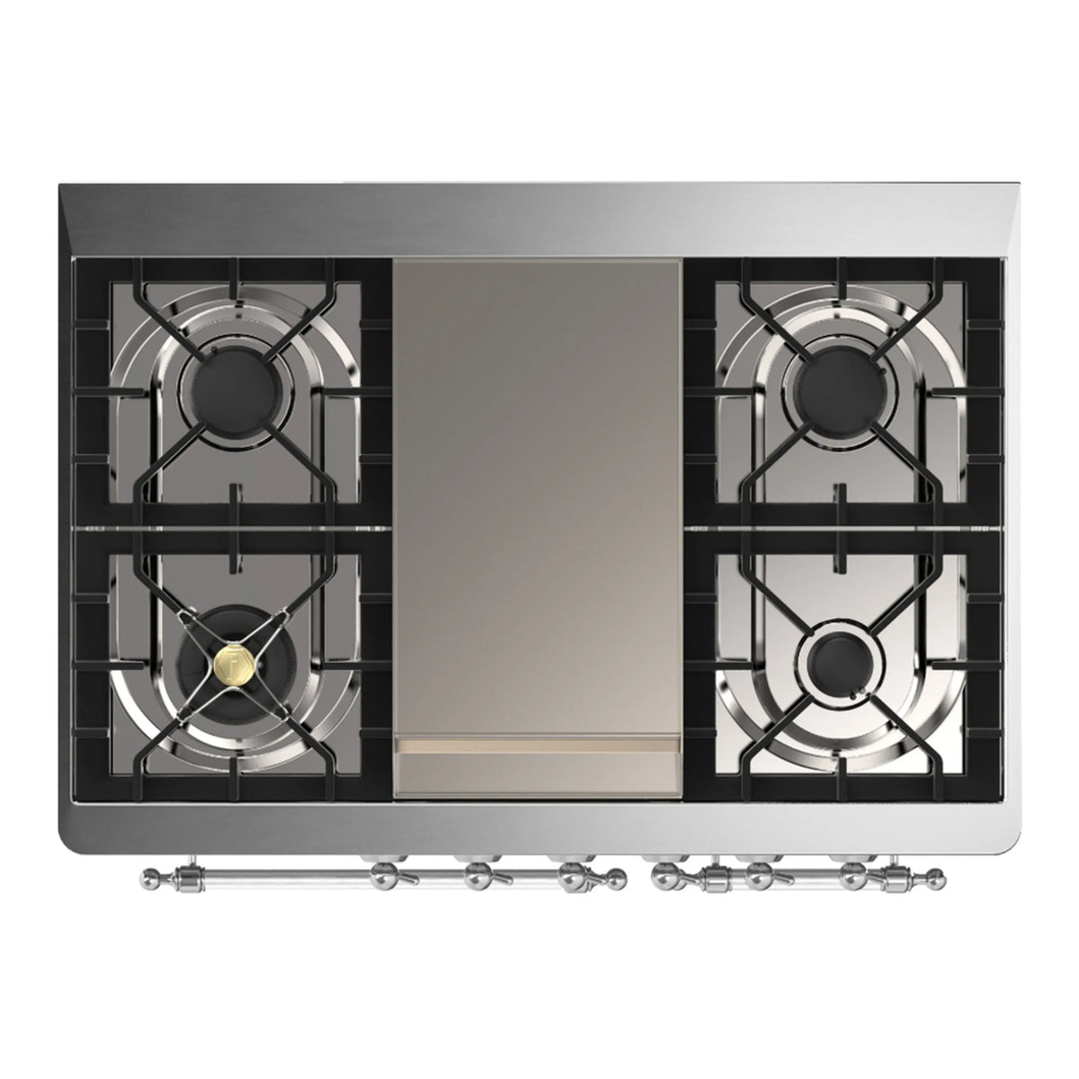 ILVE Majestic III 40-inch Dual Fuel Range with 5 Liquid Propane Burner, Griddle and Triple Glass Door Electric Oven in Antique White with Chrome Trim (UMD40FNR3AWCLP)