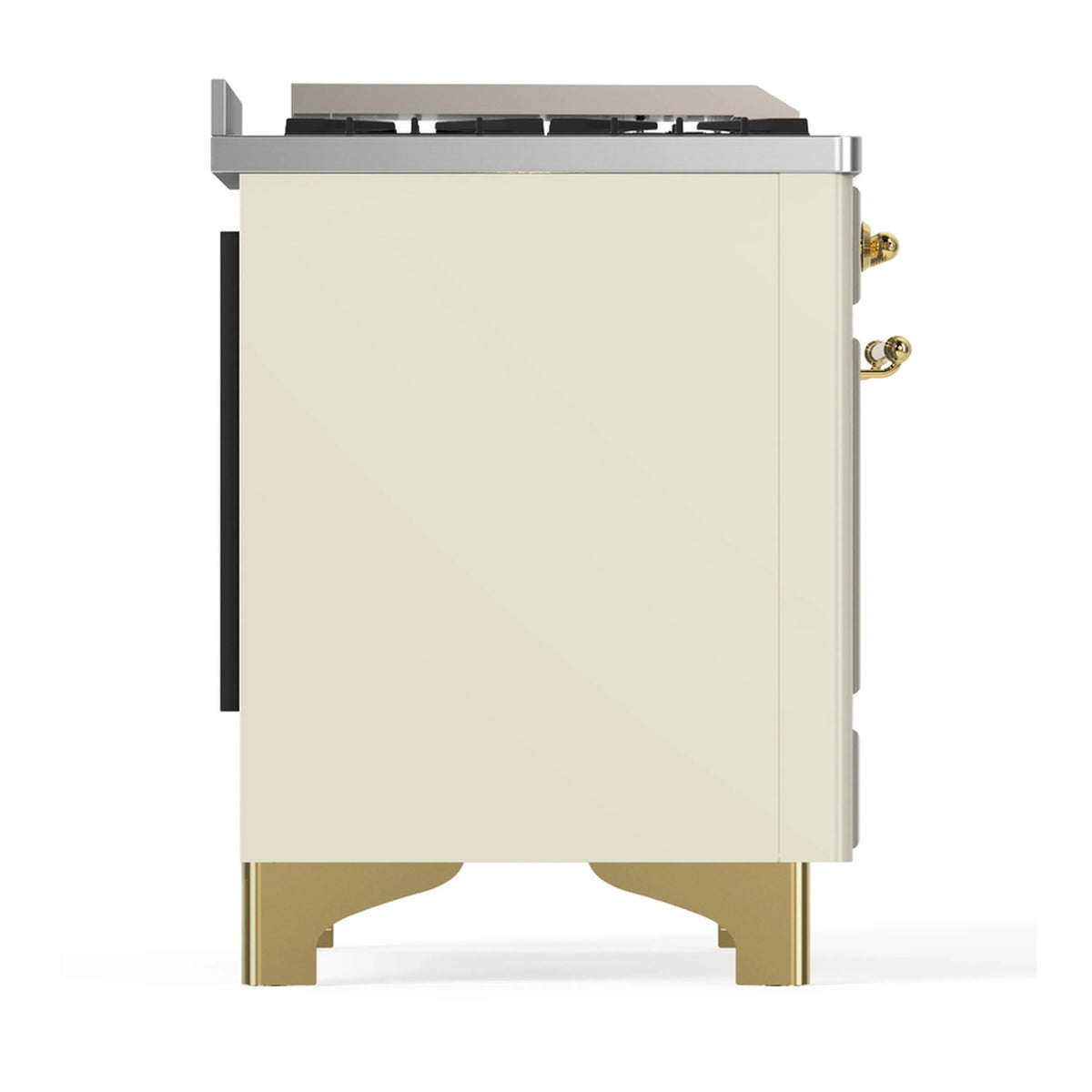 ILVE Majestic III 40-inch Dual Fuel Range with 5 Liquid Propane Burner, Griddle and Triple Glass Door Electric Oven in Antique White with Brass Trim (UMD40FNR3AWGLP)