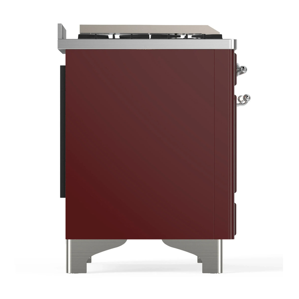 ILVE Majestic III 40-inch Dual Fuel Range with 5 Liquid Propane Burner, Griddle and Triple Glass Door Electric Oven in Burgundy with Chrome Trim (UMD40FNR3BUCLP)
