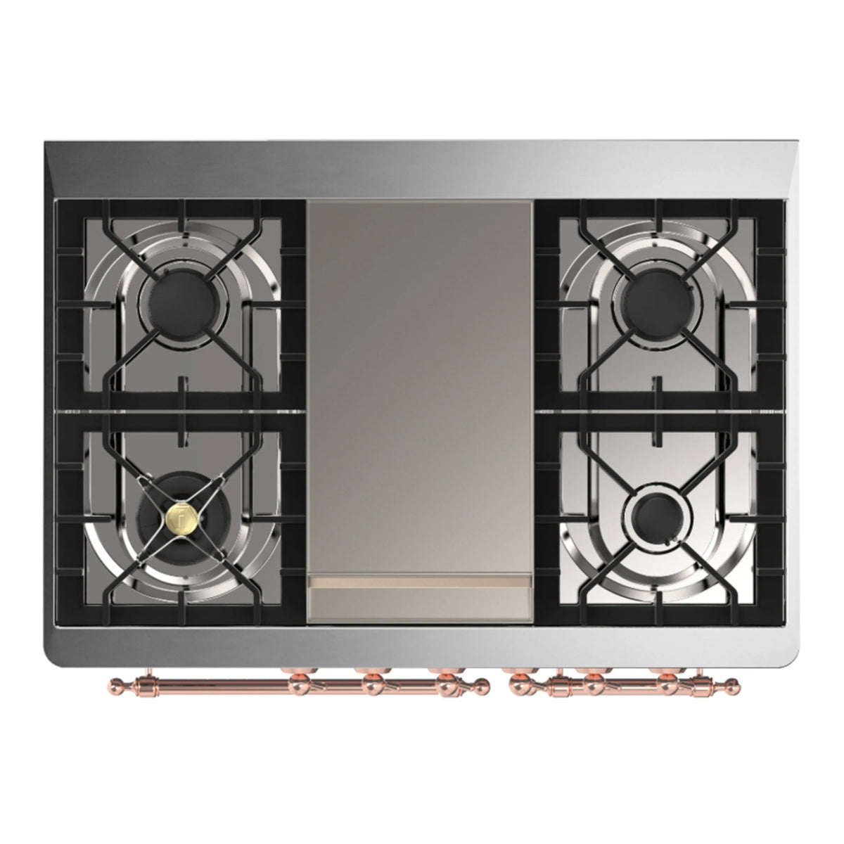 ILVE Majestic III 40-Inch LP Dual Fuel Range, 5 Burners, Griddle, Triple Glass Door Oven, Burgundy with Copper Trim (UMD40FNR3BUPLP)