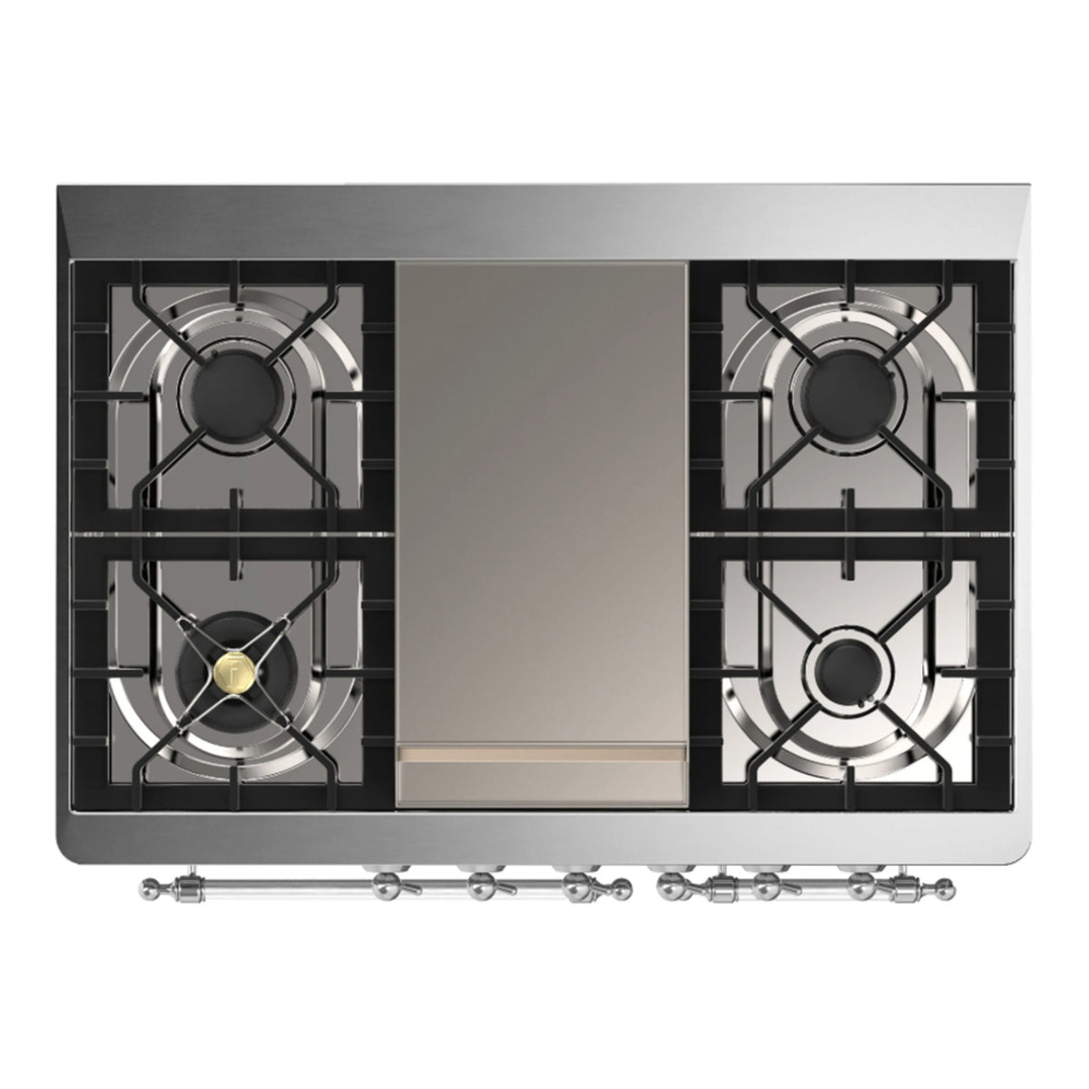ILVE Majestic III 40-inch Dual Fuel Range with 5 Liquid Propane Burner, Griddle and Triple Glass Door Electric Oven in Emerald Green with Chrome Trim (UMD40FNR3EGCLP)