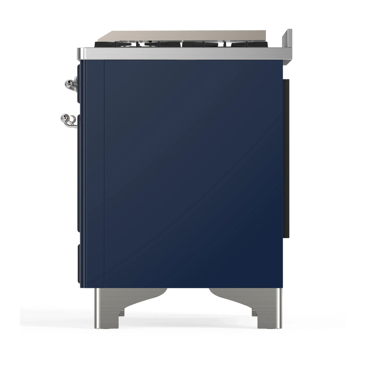 ILVE Majestic III 40-inch Dual Fuel Range with 6 Natural Gas Burner, Griddle and Triple Glass Door Electric Oven in Midnight Blue with Chrome Trim (UMD40FNR3MBC)