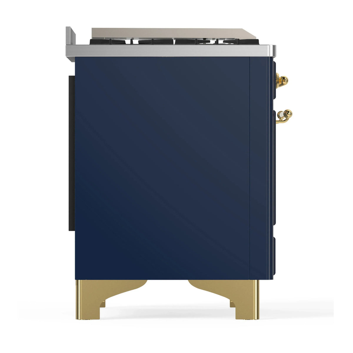ILVE Majestic III 40-inch Dual Fuel Range with 5 Liquid Propane Burner, Griddle and Triple Glass Door Electric Oven in Midnight Blue with Brass Trim (UMD40FNR3MBGLP)